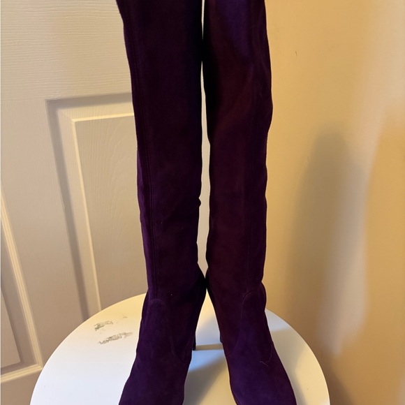 Stuart Weitzman Purple Over-the-Knee Suede Boots - Picture 3 of 8